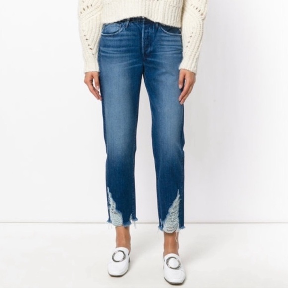 3X1 Higher Ground Straight Barrel Leg Crop Jeans Raw Chewed Hem Rushmore Wash 28 - Picture 7 of 16